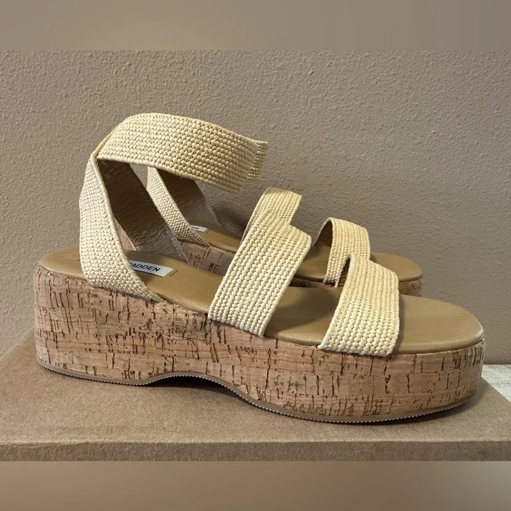 Steve Madden Sashes Raffia Platform Sandals - NIB
